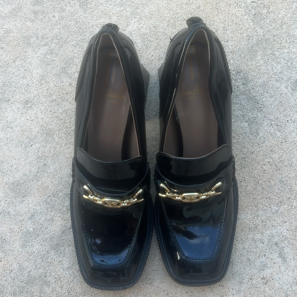 Sam Edelman Women's Black Patent Quincy Heels w Gold Detail Size 9 - Picture 6 of 10
